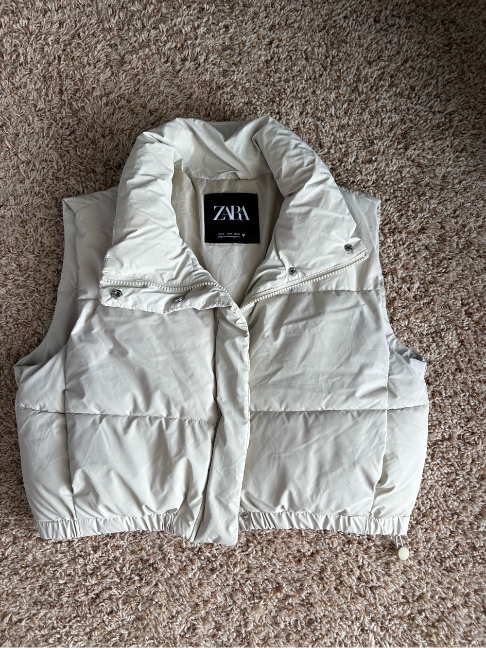Zara Off-White Quilted Puffer Vest